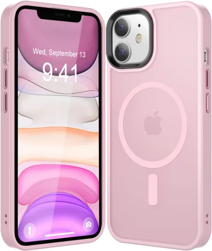 Vista 54 de Fuerte magnético para iPhone 11, compatible con Magsafe, [resistente a caídas de 13 pies] Funda trasera translúcida mate con sensación de piel