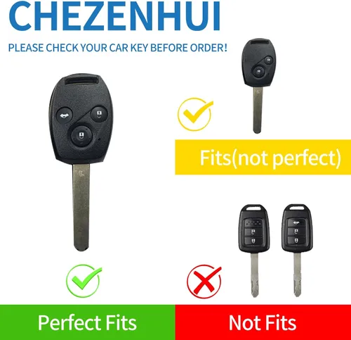 Vista 2 de Compatible con funda para llavero Honda con cordón de cuero, funda protectora para llave de automóvil Honda 2003-2012 Accord Civic EX Smart Control