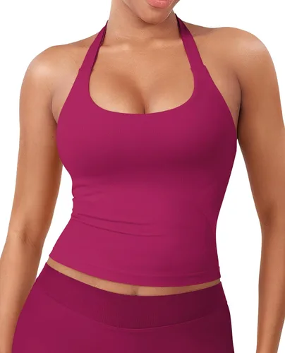 Vista 25 de YEOREO SoftHue Impact Halter - Camiseta sin mangas para mujer Blanco
