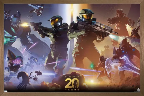 Vista 12 de Trends International Halo - Póster de pared de 20 años, 22.4 pulgadas de largo x 14.7 pulgadas, versión enmarcada en madera de granero