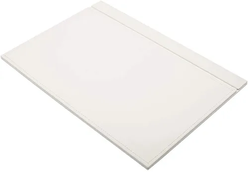 Vista 6 de Juego de escritorio de cuero, 10 piezas, bandeja doble para documentos, organizador de escritorio (blanco)