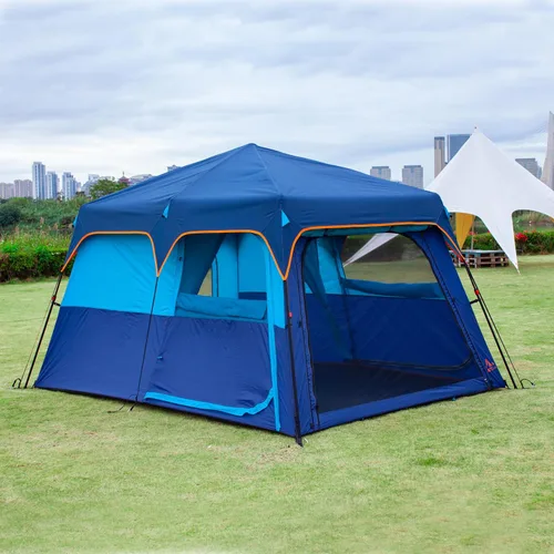 Vista 5 de KTT Extra Large Tent 8-10-12-14 Person(A),Family Cabin Tents,2 Rooms,3 Doors and 3 Windows with Mesh,Straight Wall,Waterproof,Double Layer,Big Tent
