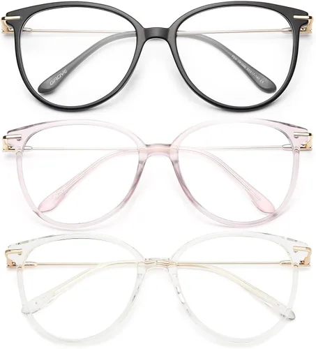 Vista 18 de Gaoye - Gafas de bloqueo de luz azul - Marcos redondos TR90 de moda, brazos de metal, protección UV400 - Estuche suave a juego * 1 marco negro