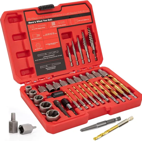 Vista 10 de Juego de 12 piezas extractores de tornillos, cabeza hexagonal, multi-estriado Easy Out, juego de extractor de pernos de 3/8 pulgadas, removedor