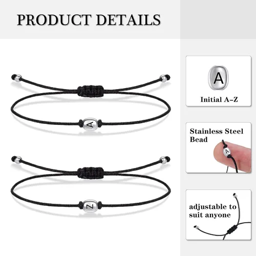 Vista 6 de Btysun Pinky Promise Pulseras para parejas, amigos, regalos iniciales a juego, regalos de cumpleaños para mujeres, novia, novio, mejor amigo