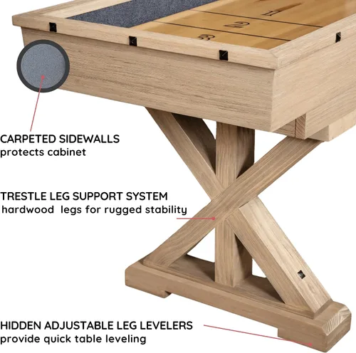 Vista 4 de 12 FT Solid Wood Shuffleboard Table, Multi Game