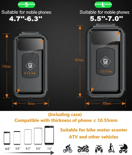 Vista 6 de Kewig Soporte de teléfono para bicicleta impermeable, soporte de teléfono para motocicleta con base de montaje de manillar de aleación de aluminio