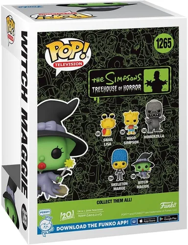 Vista 3 de POP The Simpsons: Treehouse of Horror - Figura de vinilo de Maggie Funko de bruja (incluye funda protectora de caja compatible), multicolor, 3.75