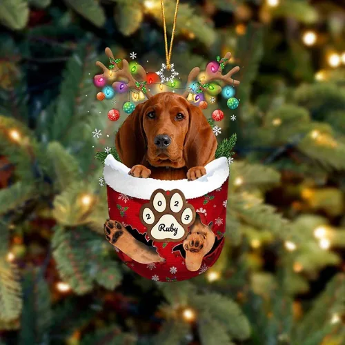 Vista 52 de Adornos personalizados de Pug cervatillo – Decoración personalizada para árbol de Navidad con patas de bolsillo de nieve