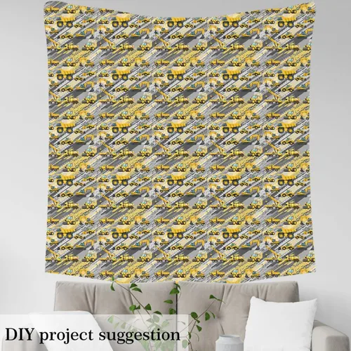 Vista 3 de Feelyou Tela para Construcción de Coches por el Patio, Tela de Tapicería de Camiones de Dibujos Animados para Sillas, Tela Decorativa Impermeable