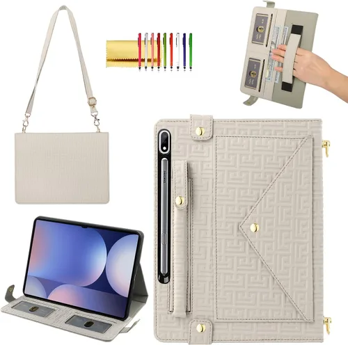 Vista 74 de Bolso Funda para Samsung Galaxy Tab S10 FE/S9 FE 10.9"/S9/S8/S7 11", Techcircle Folio con Soporte Cruzado, Billetera con Ranura para Lápiz S Pen
