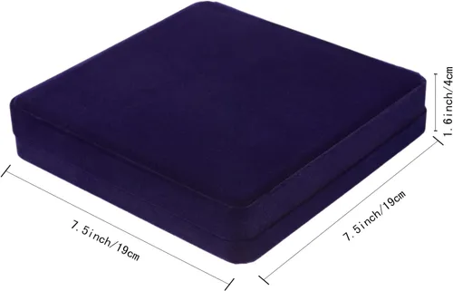Vista 2 de LETURE Caja de joyería de terciopelo, caja de regalo de terciopelo para pulsera, collar, aretes, anillo (azul)