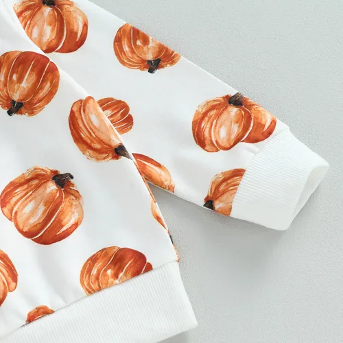 Vista 6 de MAINESAKA Sudadera de calabaza para bebé niño y niña, mi primer disfraz de Halloween, camiseta + pantalones largos con cordón para recién nacido
