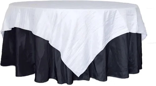 Vista 37 de Efavormart - Mantel cuadrado de tafetán arrugado de acordeón beige de 72 x 72 pulgadas