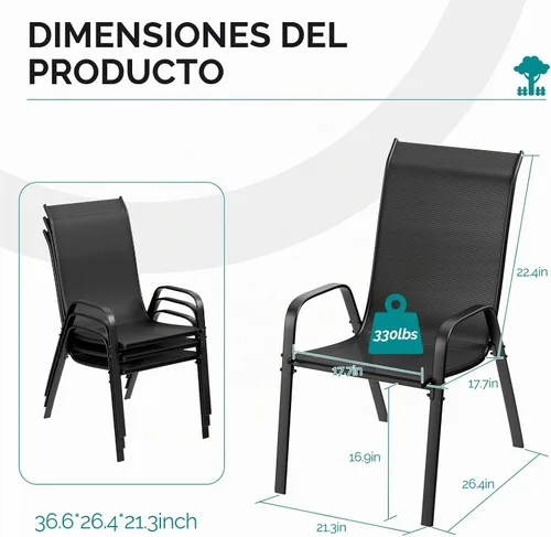 Vista 2 de MAMIZO Sillas de comedor para patio, silla Teslin apilable para todo tipo de clima, juego de sillas transpirables resistentes al aire libre
