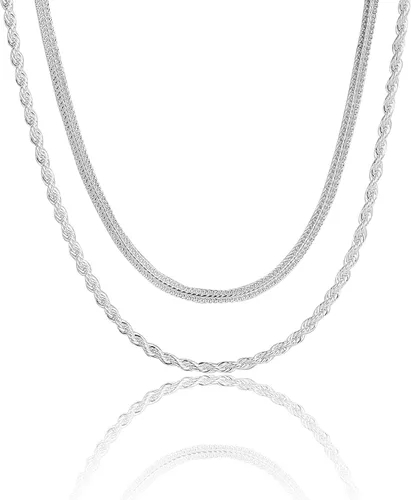 Vista 91 de Collares en capas para mujer, chapados en plata, delicada cuerda torcida de serpiente, delicado collar en capas, gargantilla de diferentes