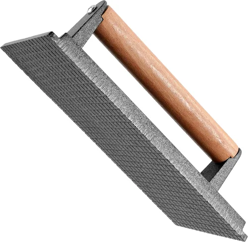 Vista 5 de Prensa rectangular de hierro fundido para parrilla, paquete de 3 prensas de carne de carne resistente de 4 x 8 pulgadas con mango de madera