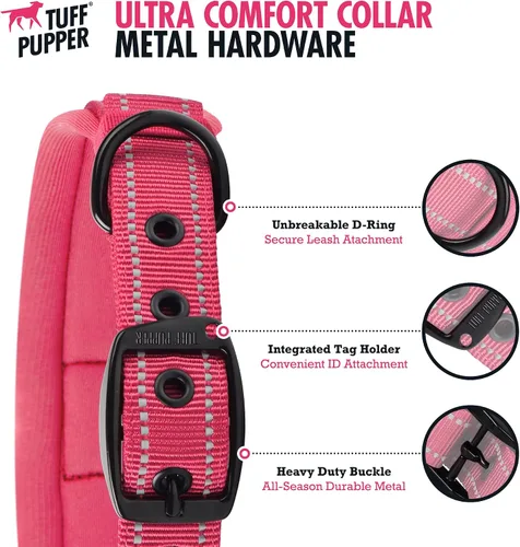 Vista 3 de Tuff Pupper Collar de perro acolchado ultra cómodo Acolchado grueso de neopreno Collar de perro con correa de nailon balístico con costuras
