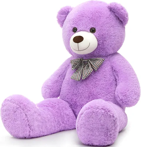 Vista 15 de MorisMos Oso de peluche gigante con corbata de 4 pies, 47 pulgadas, oso de peluche grande clásico, regalo para novia novio en cumpleaños, azul