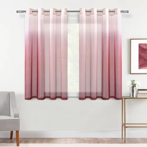 Vista 51 de DWCN Cortinas Transparentes Ombré - Cortinas de Lino Sintético con Gradiente Semi Voile con Ojales en la Parte Superior para Dormitorio y Sala