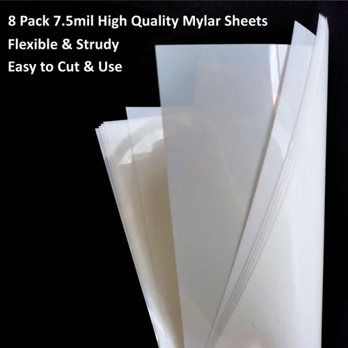 Vista 4 de Hojas de Mylar en blanco de 7.5 mil para plantillas, 8 piezas de 12 x 24 pulgadas, hojas de plantillas en blanco de PET translúcido lechoso