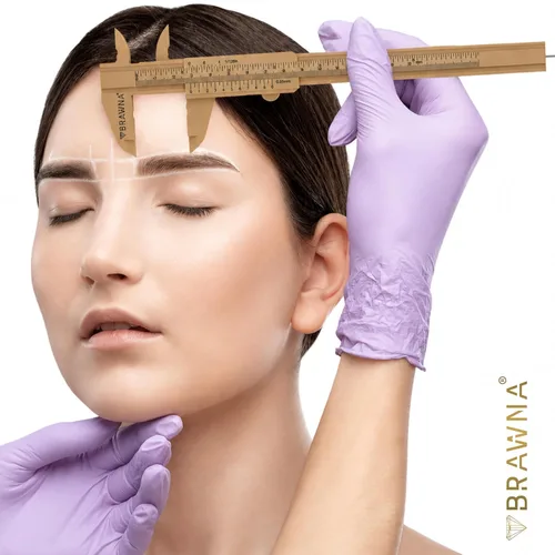 Vista 6 de BRAWNA Brow Pro Herramienta de medición – Regla de cejas de doble escala para microblading, cejas y maquilladores – Regla de pinza de cejas de Dorado