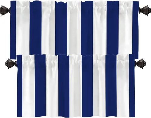 Vista 30 de Shrahala Cortinas republicanas de elefante americano para ventanas de cocina, paneles de cortina de ventana de poliéster multicapa con rayas rojas