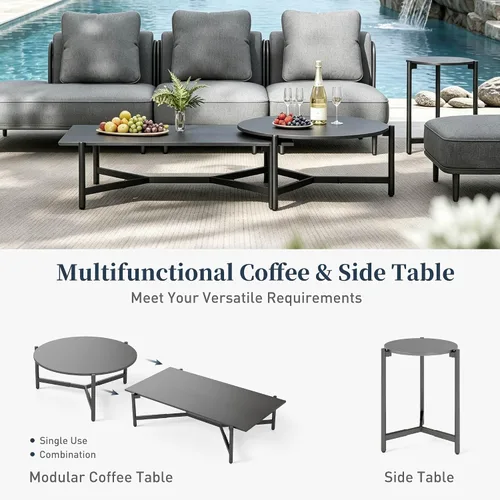 Vista 7 de SUNSHINE VALLEY Juego de muebles de metal para patio, muebles modulares de exterior, 6 sofás individuales, 1 sofá de gran tamaño, juego de mesa