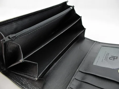 Vista 4 de Pelgio Cartera de embrague de piel auténtica de Stingray para mujer, Negro
