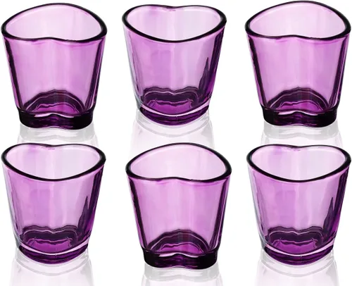 Vista 5 de Juego de vasos de chupito con forma de corazón, lindo vaso de chupito rosa para accesorios de carrito de bar, 1.5 onzas (6, azul)