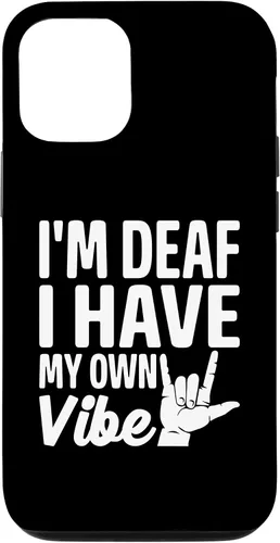 Vista 28 de Funda para iPhone 17 con texto en inglés «Sordo» con texto en inglés «Sordo» con texto «I'm Deaf. I Have My Own Vibe»