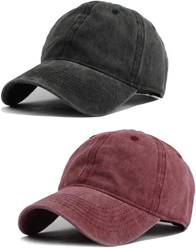 Vista 29 de HH HOFNEN Gorra de béisbol de algodón de sarga lavada y desgastada, vintage, ajustable, para hombre y mujer
