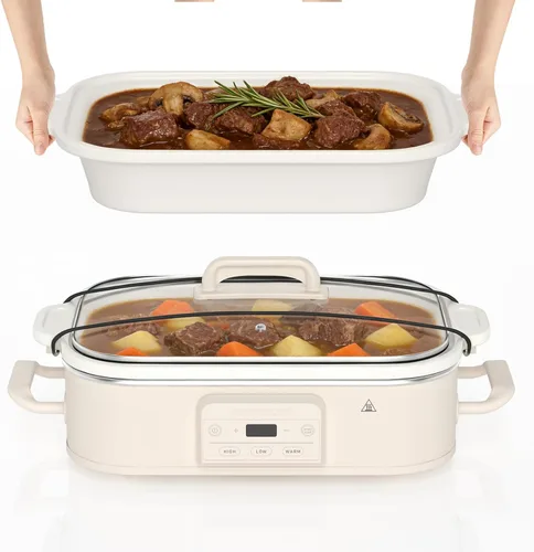 Vista 11 de Olla de cocción lenta programable de 4 cuartos de galón con plato de hornear de cerámica - Pequeño electrodoméstico de cocina perfecto para cenas
