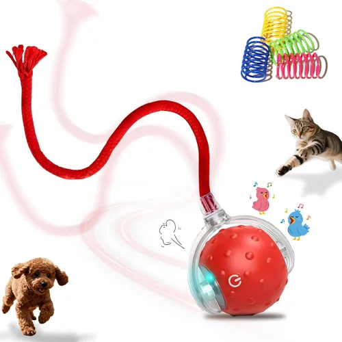 Vista 9 de Pelota de juguetes interactivos para gatos y perros de interior, juguete automático para gatos con evitación inteligente de obstáculos, chirridos