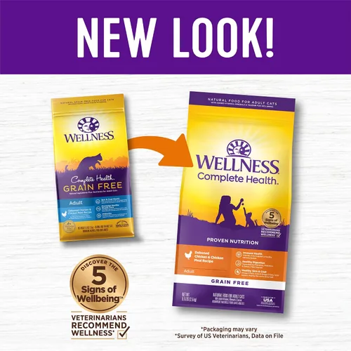 Vista 3 de Wellness, Comida Completa para Gatos, Saludable, Natural, Libre de Granos, Seca.