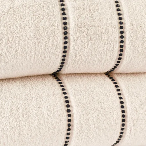 Vista 5 de Bedford Home - Juego de 2 toallas de baño de algodón de lujo, hechas de 100% algodón sin torsión, secado rápido, suave y absorbente (hueso/negro)