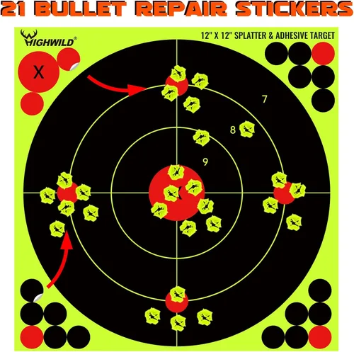 Vista 5 de Highwild Pegatinas Adhesivas de Diana con Salpicaduras Amarillas Fluorescentes de 12X12 Pulgadas - Adecuadas para Pistolas, Rifles, Pistolas BB