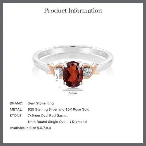 Vista 19 de Gem Stone King Anillo de compromiso de plata de ley 925 y oro rosa de 10 quilates, piedra preciosa ovalada de 0.276 x 0.197 in, con acento