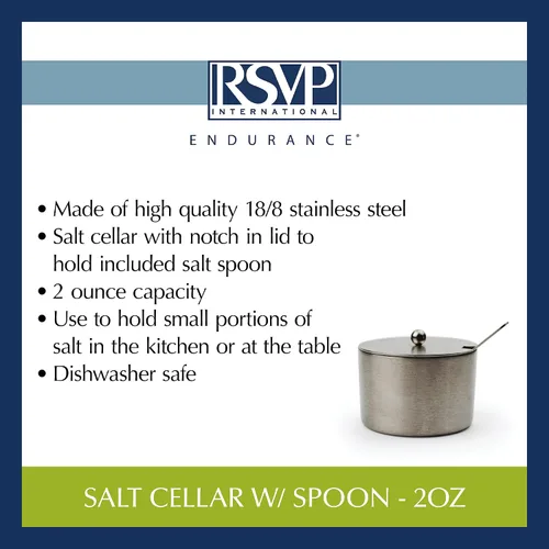 Vista 11 de RSVP International Endurance Kitchen Collection - Juego de salero con cuchara, 2 onzas, acero inoxidable cepillado