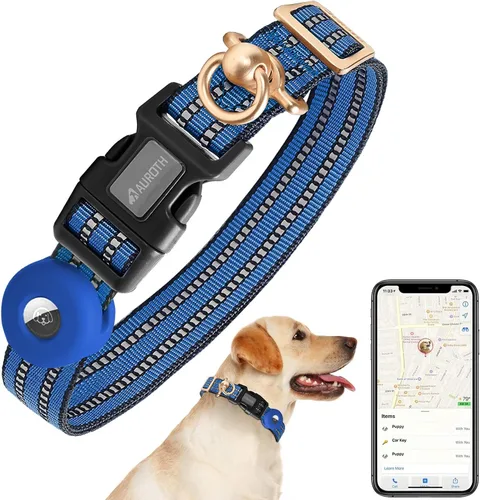 Vista 13 de Collar de perro Auroth para perros medianos y grandes, collar de perro reflectante, collares de perro de nylon suave ajustables con resistente