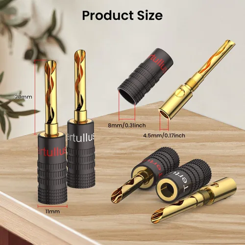 Vista 4 de Tertullus BFA - Enchufes tipo banana de 24 quilates chapados en oro de 24 quilates, bloqueo de doble tornillo para cine en casa, placa de pared
