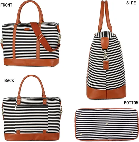 Vista 2 de BAOSHA HB-28 - Bolsa de lona para mujer para la noche o el fin de semana, Negro, Moderno Equipada
