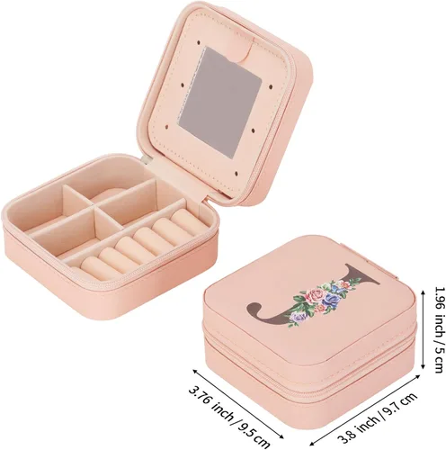Vista 2 de LETURE Joyero de viaje pequeño, organizador de joyas con espejo, regalos únicos para mujeres, adolescentes, niñas, mamá, abuela, anillos, collares