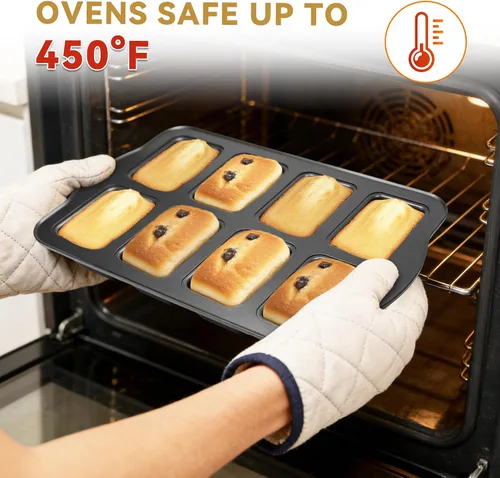Vista 5 de Mini molde para pan de 8 cavidades, antiadherente de acero al carbono, bandeja para hornear mini pan de plátano, brownies y pastel de carne, apto