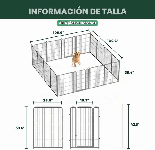 Vista 7 de FXW Aster - Corralito para perros diseñado para patio, 40 pulgadas, 16 paneles
