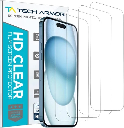 Vista 6 de Tech Armor Protector de pantalla de película transparente HD diseñado para Apple iPhone 12 Pro Max de 6.7 pulgadas, paquete de 4 unidades 2020