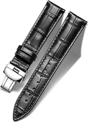 Vista 20 de BINLUN Leather Watch Strap, Quick Release Genuine Leather Replacement Watch Band with Butterfly Deployment Buckle for Men and Women, 12mm-24mm Blanco