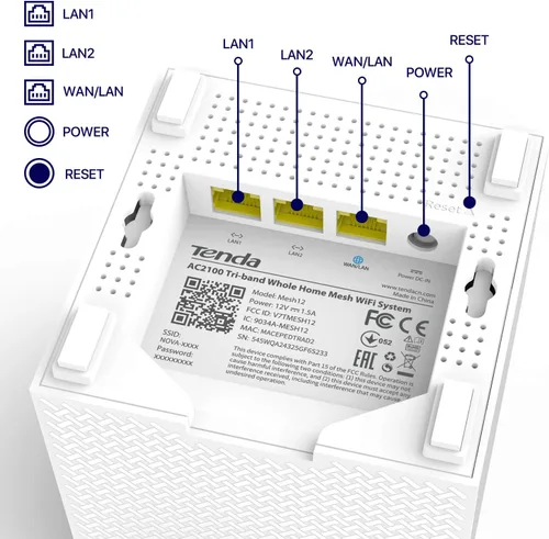 Vista 8 de Tenda Nova Mesh WiFi System MW12 - Cubre hasta 4000 pies cuadrados - Sistema de malla WiFi AC2100 de tres bandas para todo el hogar - Enrutador
