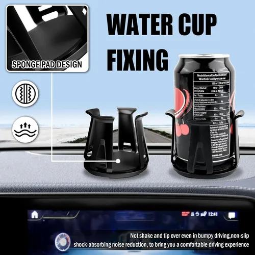 Vista 4 de 2 piezas de insertos para portavasos de coche con brazo de sujeción adaptativo, insertos autoadhesivos para portavasos de coche con soporte