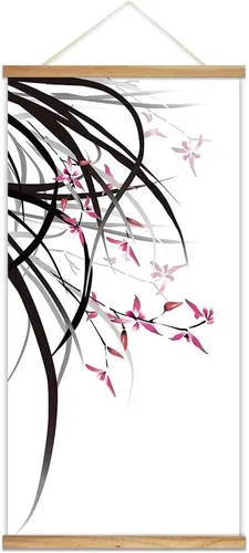 Vista 10 de wall26 Póster colgante de madera enmarcado con hermosas flores de invierno, impresión para el hogar, listo para colgar, 18 x 36 pulgadas